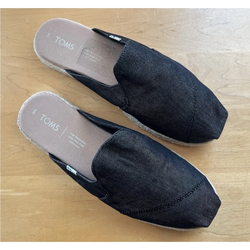 TOMS Black Slip-On Espadrille Mule